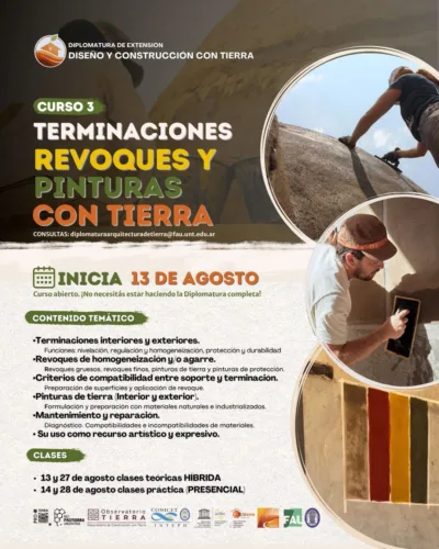 Diseño y Construcción con Tierra – 3° Curso – Terminaciones revoques y pinturas con tierra