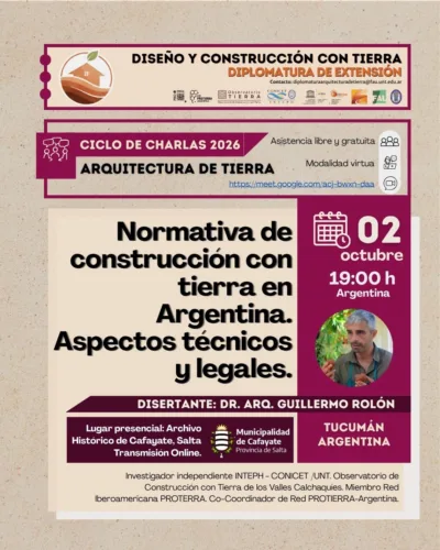 CICLO DE CHARLAS 2026 | DISEÑO Y CONSTRUCCIÓN CON TIERRA – 6° CHARLA